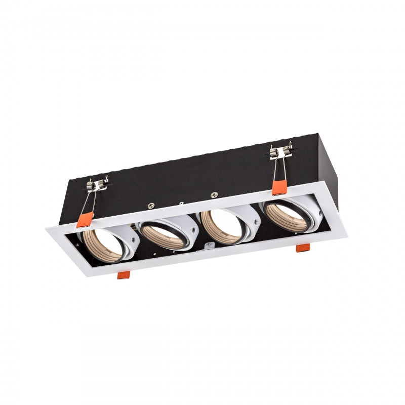 Spectrum infälld LED GU10 x4 ram, 4x10W, 250V, IP20, Vit aluminiumhölje för inomhusbelysning