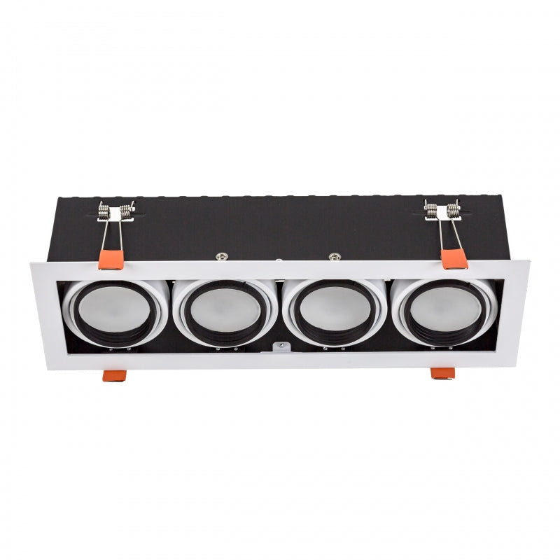 Spectrum infälld LED GU10 x4 ram, 4x10W, 250V, IP20, Vit aluminiumhölje för inomhusbelysning