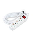 Technik 3-Way Extension Socket with 1.5m 1.5mm² Copper Cable, Switch, White, 16A 250V