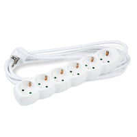 Technik 6-vägs grenuttag Vit, 1,5m kopparkabel 1,5mm², 16A Schuko, 250V max 3500W