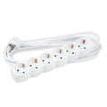 Technik 6-vägs grenuttag Vit, 1,5m kopparkabel 1,5mm², 16A Schuko, 250V max 3500W