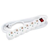 Technik 6-vägs grenuttag med 5m 1,5mm² kopparkabel, brytare, barnskydd, Vit 16A