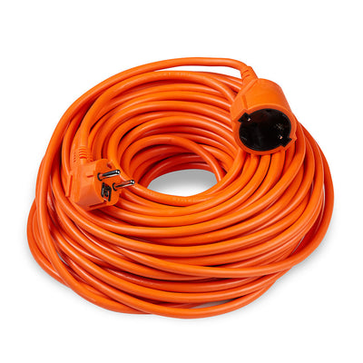 Technik förlängningskabel 30m 3x1.5mm² orange, 16A EU-uttag, 250V max, inomhus och utomhusbruk