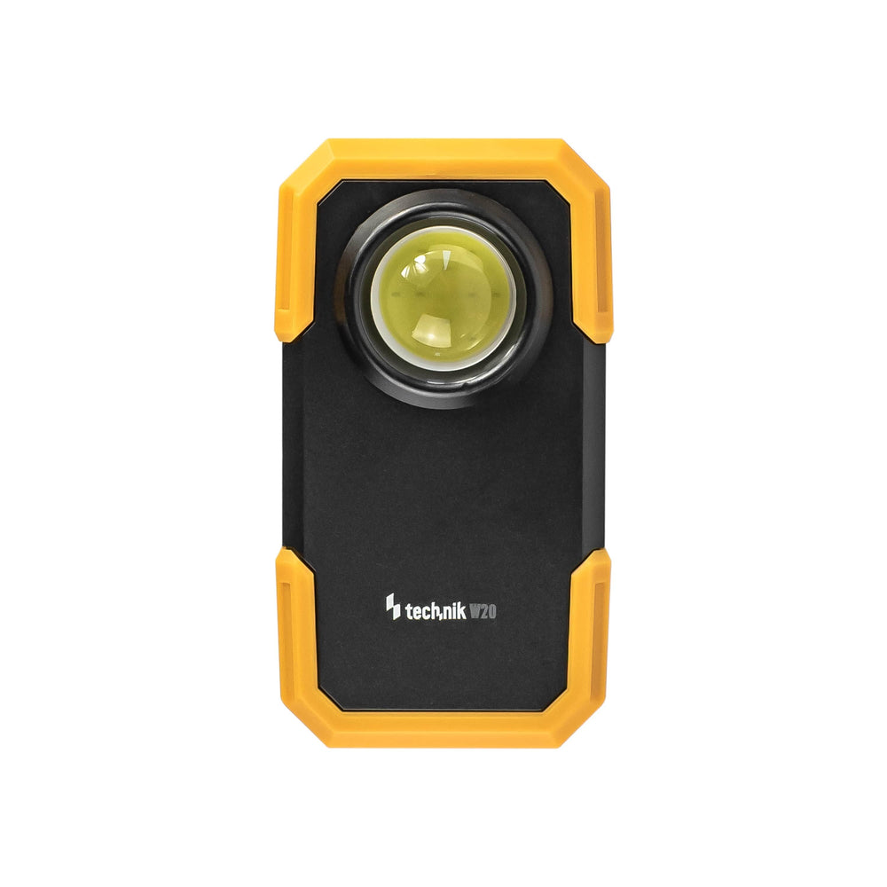 Technik LED ficklampa W20 COB 250 lumen, drivs av 3xAAA, vit plastkropp, IPX2 med magnet och klämma