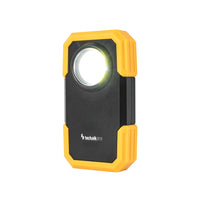 Technik LED ficklampa W20 COB 250 lumen, drivs av 3xAAA, vit plastkropp, IPX2 med magnet och klämma