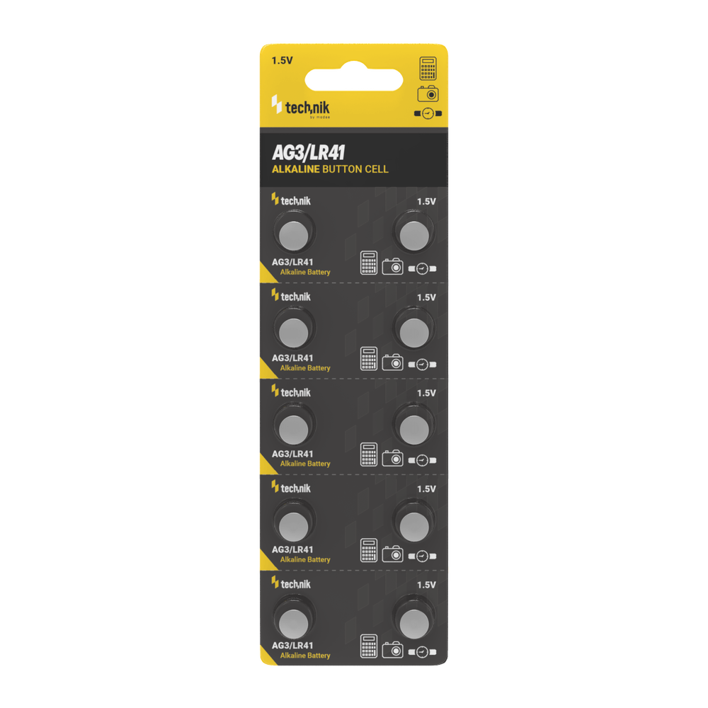 Technik Platinum AG3 LR41 192 392 1.5V Alkalisk knapcellsbatteri 10-pack för klockor och små enheter