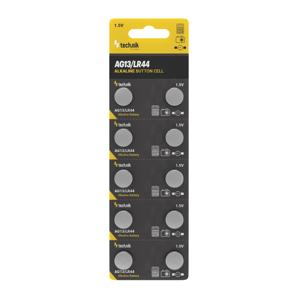 Technik Platinum Alkaline AG13 LR44 A76 357 Button Cell Battery 1.5V 155mAh B10 Pack of 10