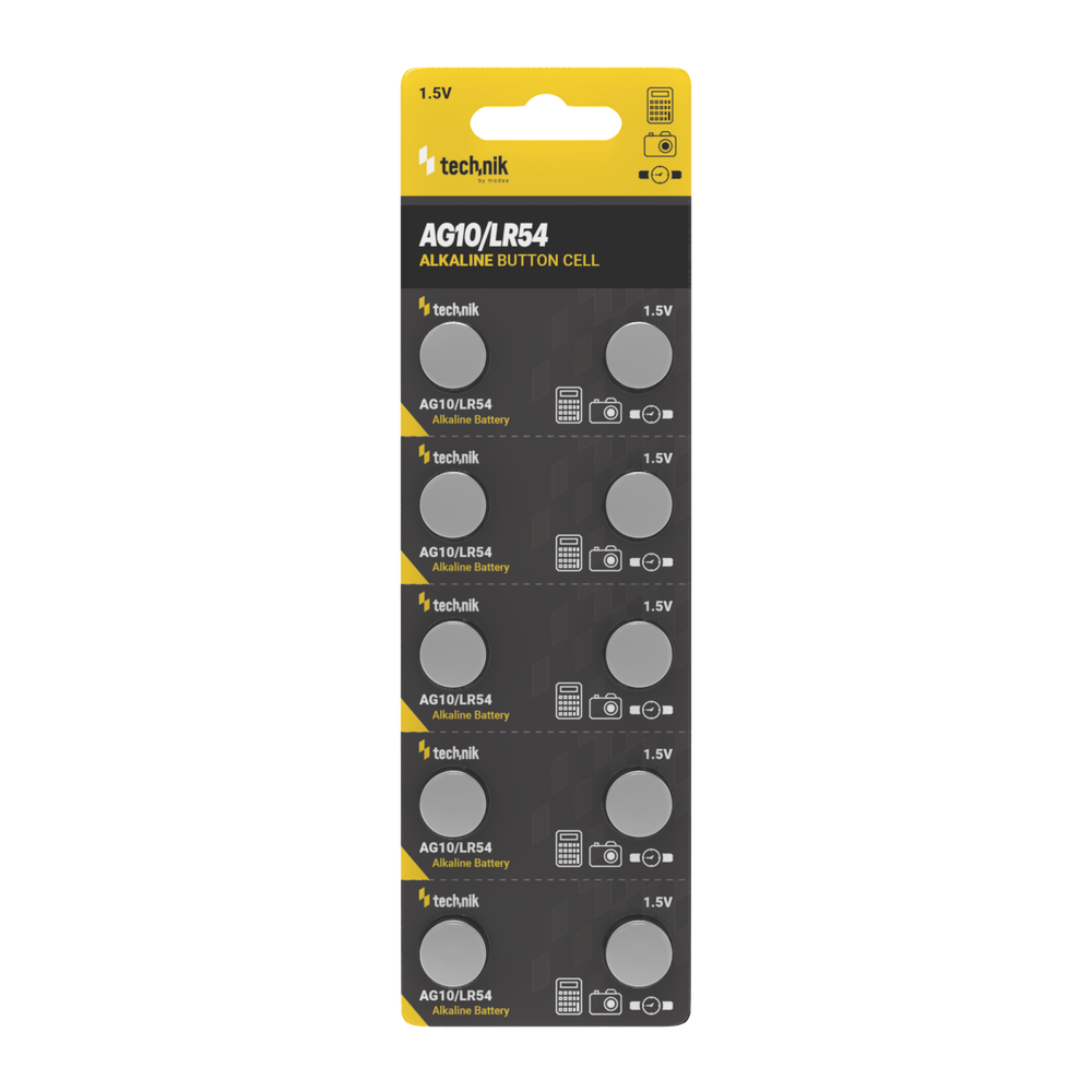 Technik Platinum Alkalisk knappcellsbatteri AG10 LR54 189 389 1.5V B10 Förpackning med 10 för pålitliga små enheter