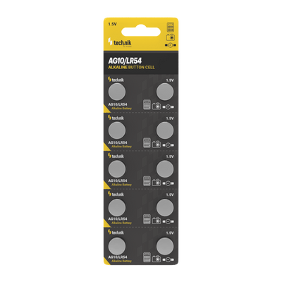 Technik Platinum Alkalisk knappcellsbatteri AG10 LR54 189 389 1.5V B10 Förpackning med 10 för pålitliga små enheter