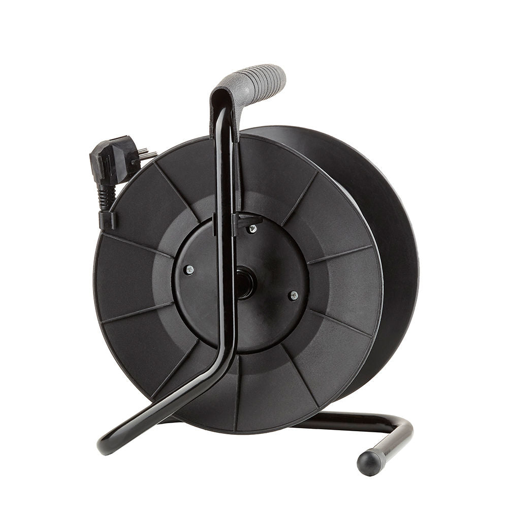 Technik Professionell Kabelvinda 25m 1.5mm² 16A med 4 EU-uttag och strömbrytare Svart