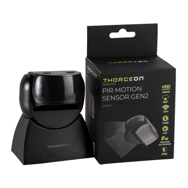 Thorgeon LED rörelsesensor Svart utanpåliggande 180° IP65 max 300W 220-240V CE RoHS