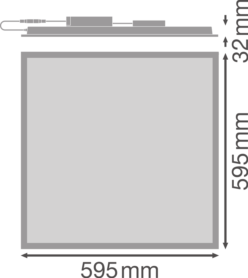 Tsong LED panel 33W 4320 lumen 4000K 230V IP20 CRI 80 aluminium vit 60x60cm comfort-serien