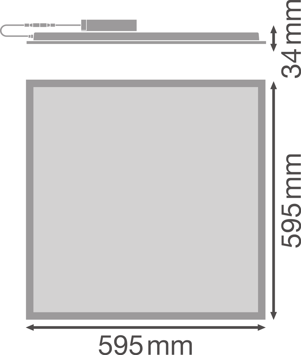 Tsong LED-panel kompakt aluminium Vit 33W 3630 lumen 4000K 60x60cm IP20 CRI 80 CE RoHS
