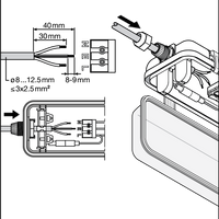 Tsong LED lysrörsarmatur 120cm IP65 vattentät för dubbel LED-rör, aluminium matt guld finish