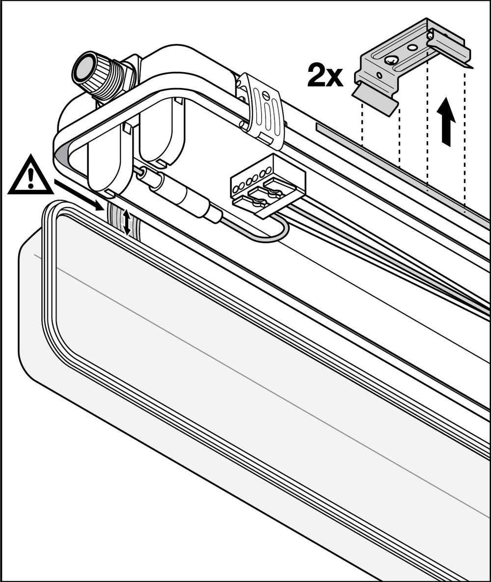 Tsong LED lysrörsarmatur 120cm IP65 vattentät för dubbel LED-rör, aluminium matt guld finish