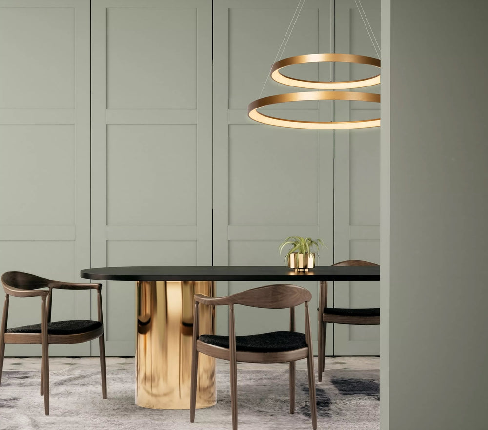 Lucide VIDAL LED-pendel, dimbar 92W 2700K, Ø78cm, IP20, CRI 80, matt guldfärgad mässingsfinish