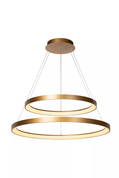 Lucide VIDAL LED-pendel, dimbar 92W 2700K, Ø78cm, IP20, CRI 80, matt guldfärgad mässingsfinish