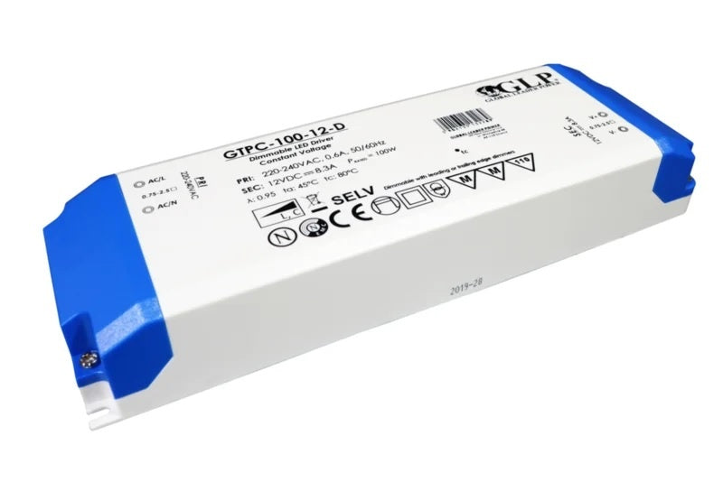 GLP LED power supply adapter 12V 100W 8.33A, IP20, 220-240V AC, CE RoHS certified, flicker-free