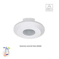 Spectrum smart PIR-sensor 360° utanpåliggande montering, 2000W last, 8m räckvidd, 1-10V, Wi-Fi BT, IP20, 230V