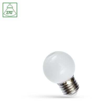 Spectrum LED-lampa G45 E27 230V 1W kallvitt 6000K 270° strålningsvinkel med 55 lumen