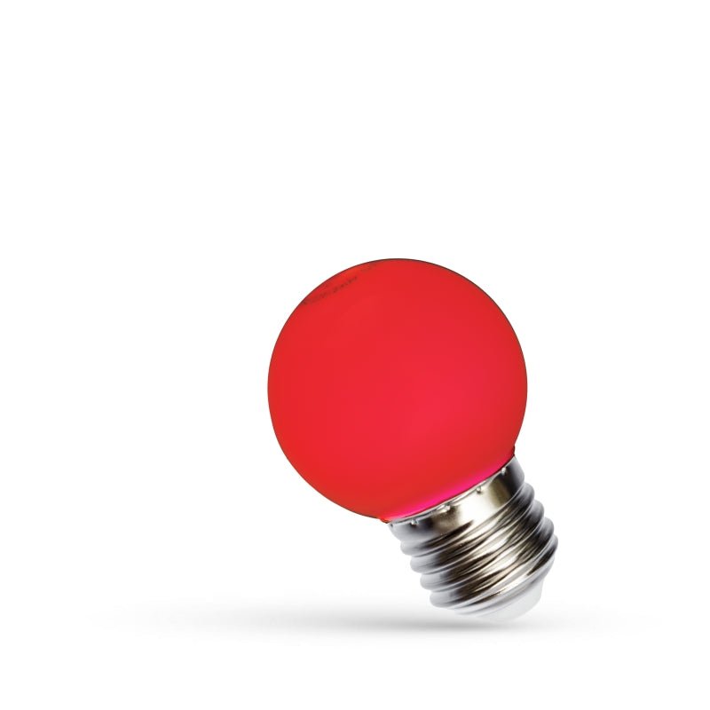 Spectrum LED G45 lampa röd E27 230V 1W - energieffektiv omgivningsbelysning, 17000h livslängd, 270° strålningsvinkel