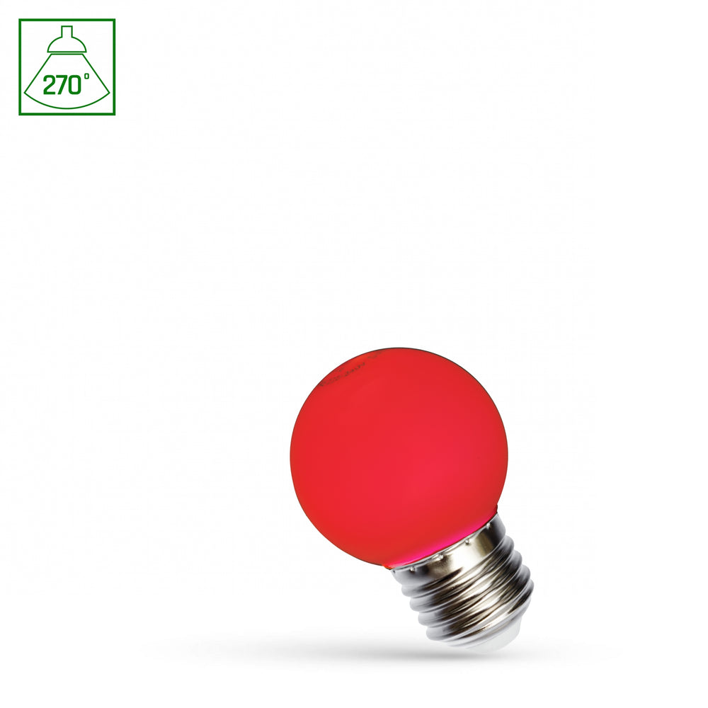 Spectrum LED G45 lampa röd E27 230V 1W - energieffektiv omgivningsbelysning, 17000h livslängd, 270° strålningsvinkel