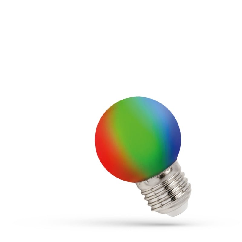 Spectrum LED-kula G45 E27 RGB-lampa, 230V, 1W, 260° vinkel, lång livslängd, 400 lumen, ej dimbar, för inomhusbruk