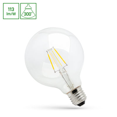 Spectrum LED globlampa G95 4W 2700K E27 med 450 lumen och 300° strålvinkel för varmt vitt ljus