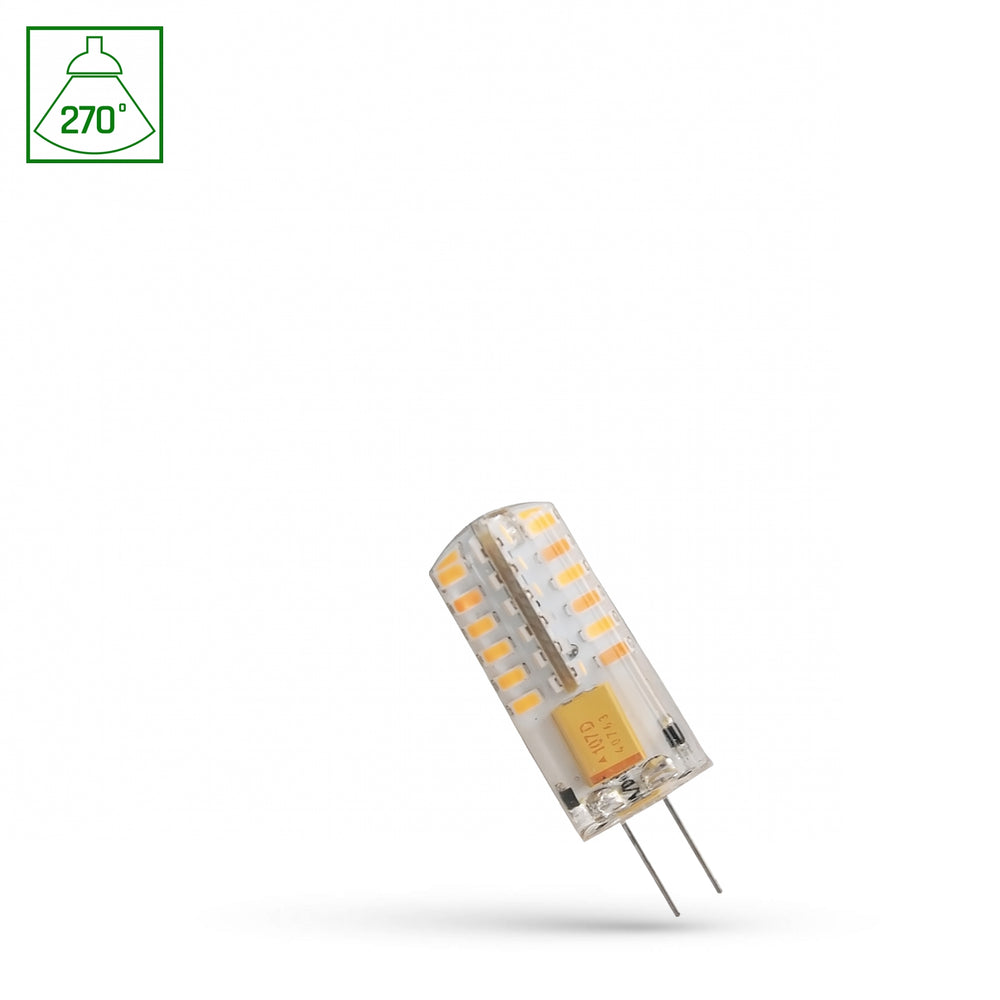 Spectrum LED G4 lamp 12V 2W 3000K silicon, 165 lumen, CRI 80, 270° beam angle, non-dimmable, long lifespan