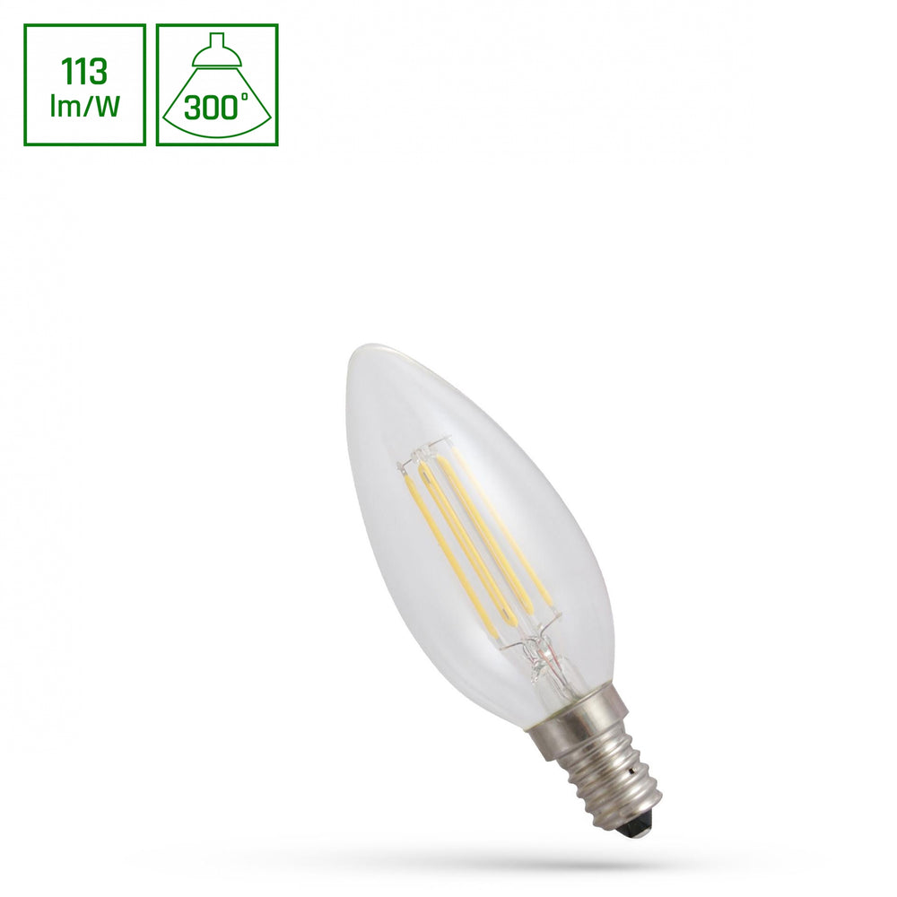 Spectrum LED ljuslampa E14 4W 2700K varmvit 450 lumen 300° strålningsvinkel IP20 230V ej dimbar