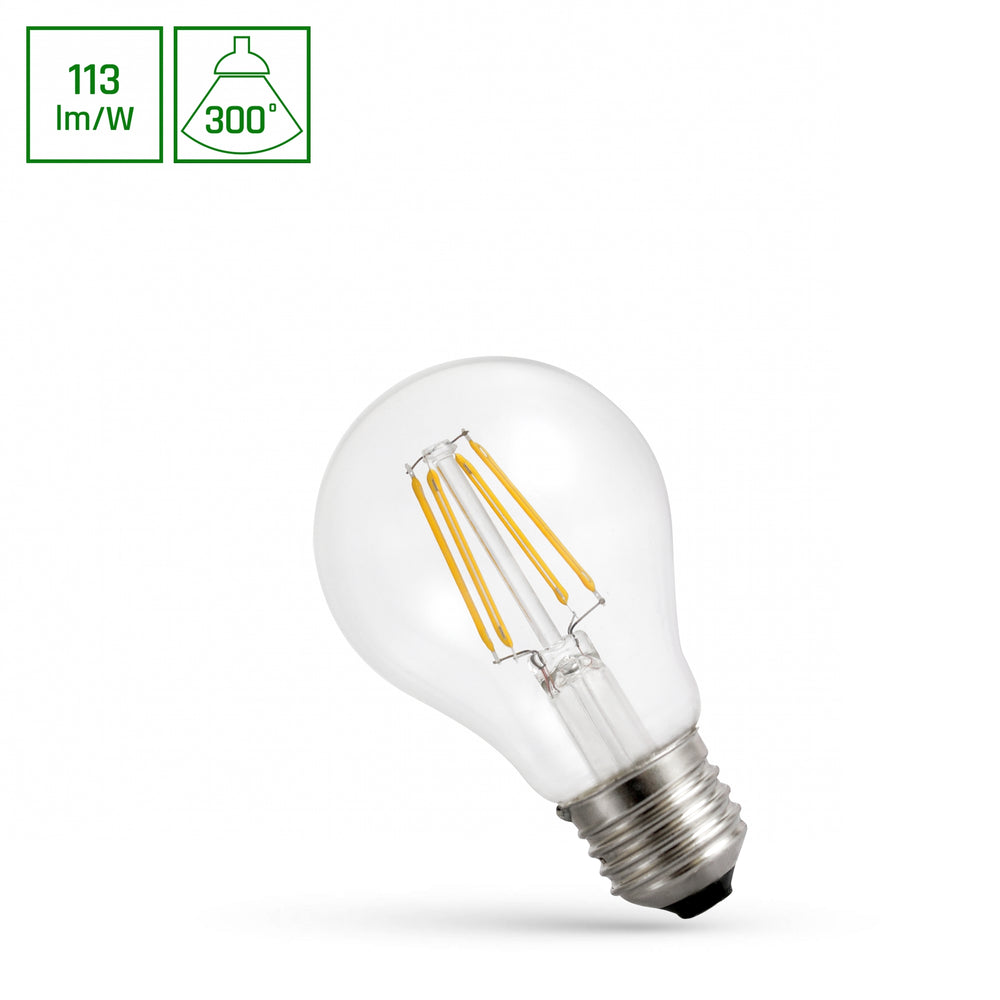 Spectrum led gls A60 E27 230V 4W varm vit 2700K glödtrådseffekt, 450 lumen, IP20, 300 graders strålningsvinkel