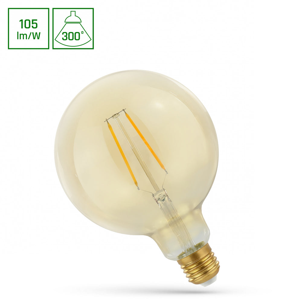 Spectrum LED glob g125 E27 230V 2W 2400K varm vit för stämningsfull belysning 230 lumen retrodesign