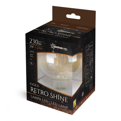 Spectrum LED glob g125 E27 230V 2W 2400K varm vit för stämningsfull belysning 230 lumen retrodesign