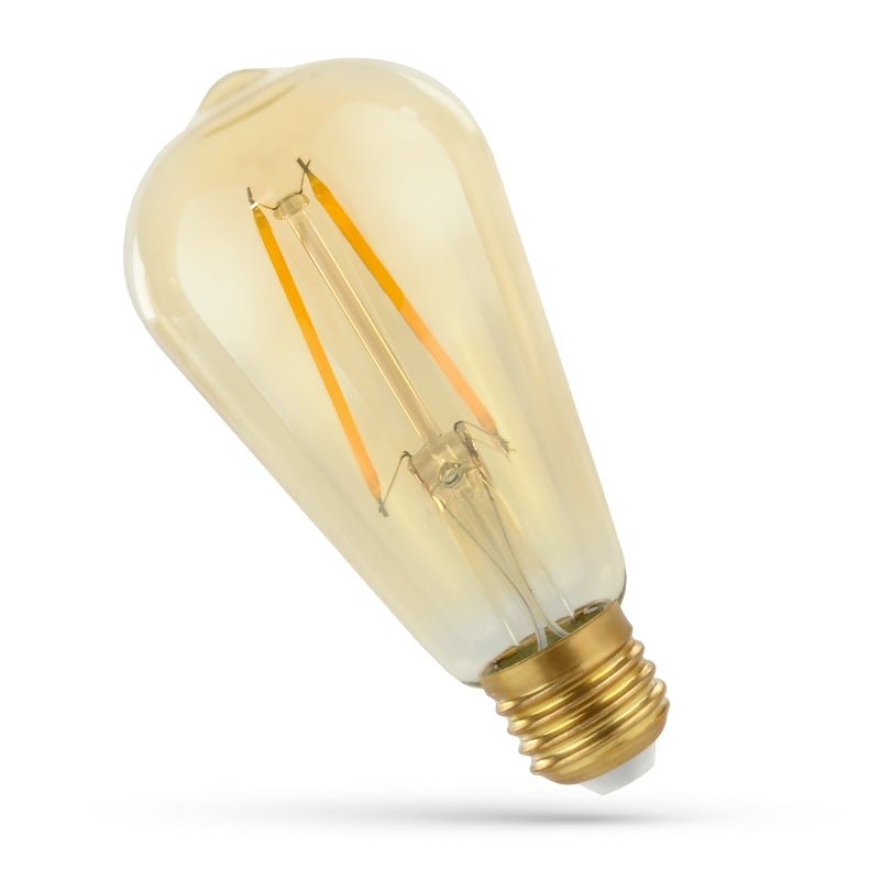 Spectrum LED-lampa E27 2W med 240 lumen och 2400K varmvitt ljus, 300° strålvinkel, retrodesign, 17000 timmars livslängd