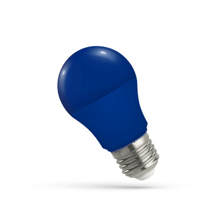 Spectrum LED GLS A50 E27 5W-lampa i blått ljus med 230V, 270° spridningsvinkel, 400 lumen och IP20-klassificering
