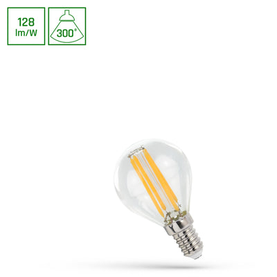 Spectrum LED lampa e14 4000K neutralvit 700 lumen, klar P45 boll, ej dimbar, 300° strålvinkel 5.5W