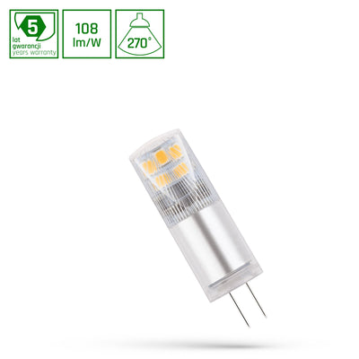 Spectrum LED G4 12V 2W warm white, 3000K, 270 lumens, 50000 hours, G4 base, IP20, non-dimmable