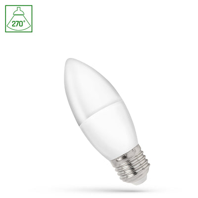 Spectrum LED kronljuslampa C37 E27 230V 1W, 4000K, 90 lumen, NW-ljus, 270° vinkel, IP20, lång livslängd, energieffektiv