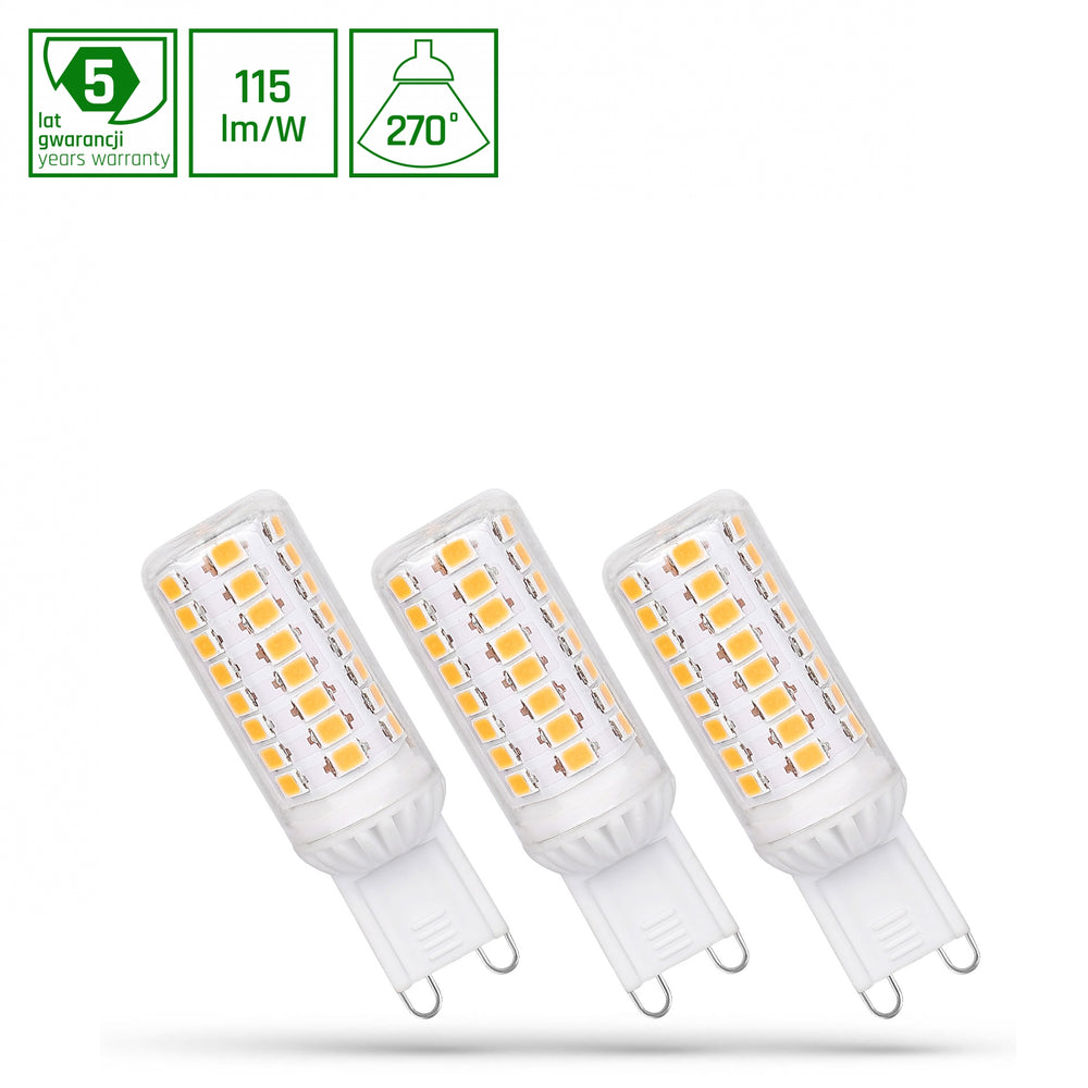 Spectrum LED G9 230V 4W dimbar lampa, 4000K, 460 lumen, CRI 80, 270° ljusspridning, 3-pack, energiklass E