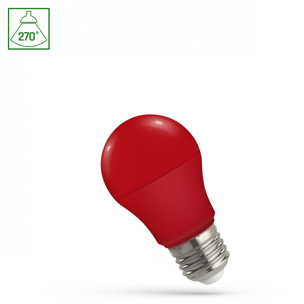 Spectrum LED GLS A50 E27 rött ljus, 230V 4.9W, 270 grader, 17000 timmar, IP20, ej dimbar, plasthölje
