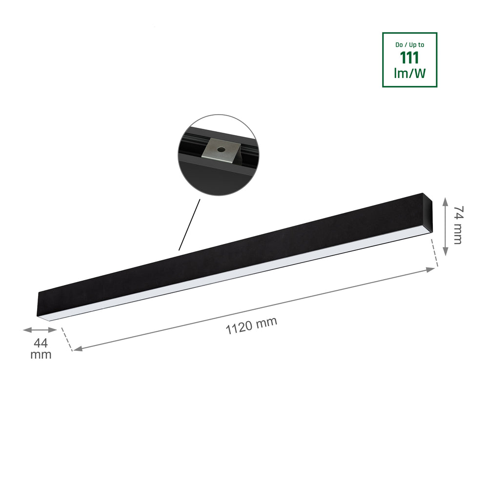 Spectrum ALLDAY GO LED takarmatur 36W 4000K 4900 lumen 230V IP20 Svart 112cm