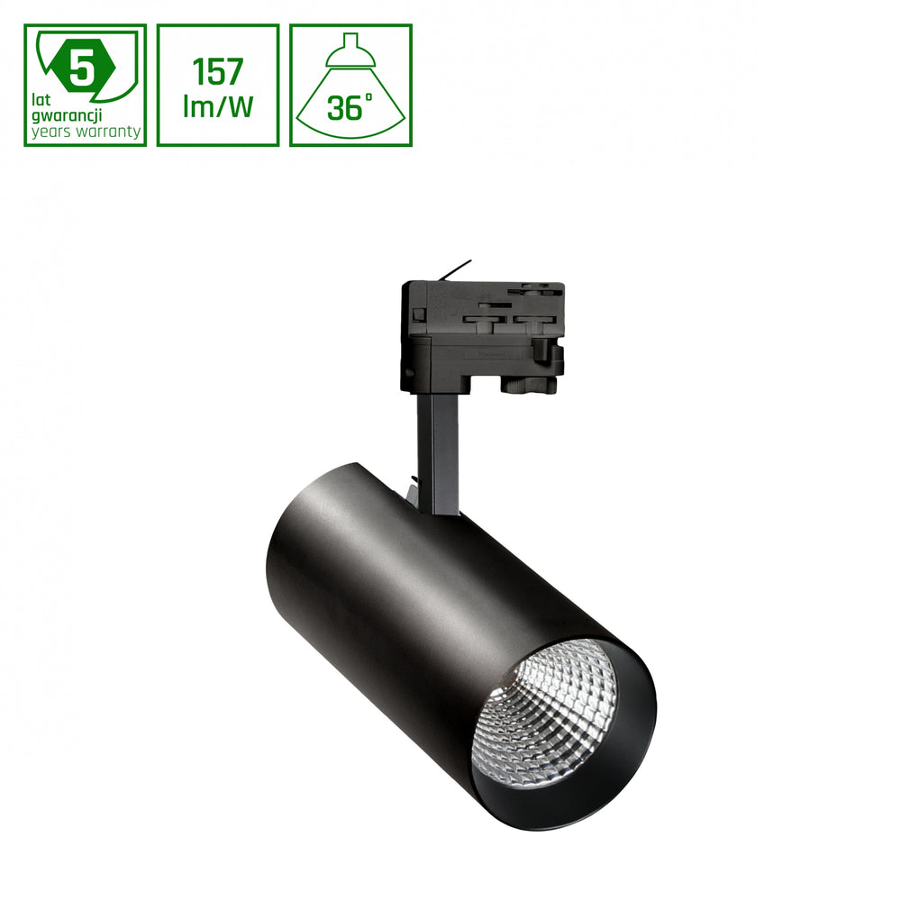 Spectrum MDR BRANTA LED Skenspot 21W 230V 4000K 3300 lumen CRI 90 36° Svart IP20 3-Fas Dimbar